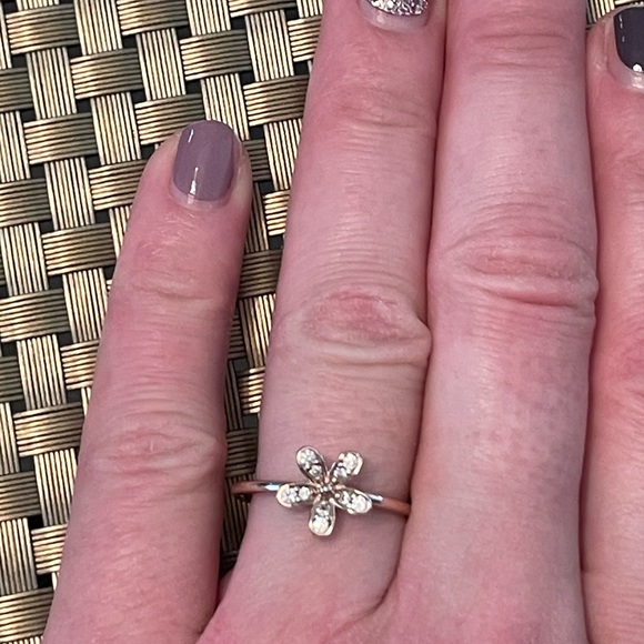 Pandora Jewelry Pandora Rose Gold Flower Ring With Clear Crystals